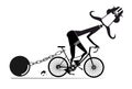 Man riding bicycle. Hard training cyclist man illustration