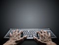 Hard typing on keyboard Royalty Free Stock Photo