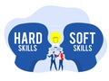 Hard VS Soft Skills Concept,Human Head with businessman people Office Workers Empathy, Communication, Idea Development Royalty Free Stock Photo