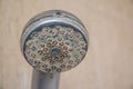 Hard water deposit and rust on shower tap Royalty Free Stock Photo