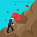 Hard way mountain business success flat 3d vector isometric