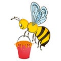 The hard-work bee holding a bucket full of honey Royalty Free Stock Photo