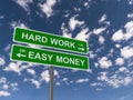 Hard work and easy money sign Royalty Free Stock Photo