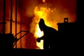 Hard work in a foundry, melting iron Royalty Free Stock Photo