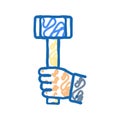 hard work hammer succes challenge icon doodle illustration