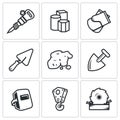 Hard work icons set. Vector Illustration. Royalty Free Stock Photo