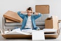 Hard work, task and assembly of new furniture Royalty Free Stock Photo