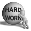 Hard Work Uphill Character Shows Difficult Working Labour