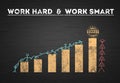 Hard work vs smart work Teamwork success people. two Group of people with different vision to achieve success. Increasing Chart