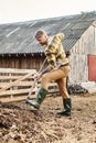 hard working attractive farmer with beard Royalty Free Stock Photo