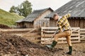 hard working attractive farmer with beard Royalty Free Stock Photo