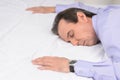 After the hard working day. Tired mature businessman sleeping on Royalty Free Stock Photo