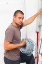 Hard Working Electrician Royalty Free Stock Photo