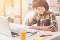 Hard working intelligent boy doing his homework Royalty Free Stock Photo