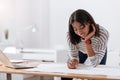 Hard working smart woman concentrating on her project Royalty Free Stock Photo