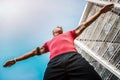 Low angle of a serious determined male sportsman Royalty Free Stock Photo