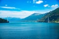 Hardanger Bridge. Hardangerbrua connecting two sides of Hardangerfjorden. Norway Hardangerfjord Hardanger bridge. newly