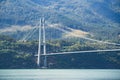 Hardanger Bridge. Hardangerbrua connecting two sides of Hardangerfjorden. Norway Hardangerfjord Hardanger bridge. newly