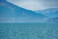 Hardanger Bridge. Hardangerbrua connecting two sides of Hardangerfjorden. Norway Hardangerfjord Hardanger bridge. newly