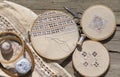 Hardanger embroidery on the table