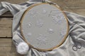 Hardanger embroidery on the table Royalty Free Stock Photo