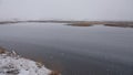 Sloddfjorden on Hardangervidda plateau covered in snow in autumn in Norway Royalty Free Stock Photo