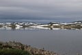 The Hardangervidda Plateau in Hallingskarvet National Park, Norway, Europe, with lake Ustevatn. Royalty Free Stock Photo