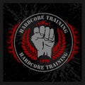 Hardcore training - Fist and wreath vintage label