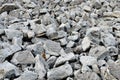 Hardcore waste recycling. Broken concrete slabs at construction site. oncrete rubble from demolition at landfill.  Recycling and Royalty Free Stock Photo