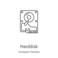 harddisk icon vector from computer interface collection. Thin line harddisk outline icon vector illustration. Linear symbol for