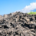 Hardened lava flow after volcano Etna eruption