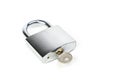 Hardened steel padlock on white background Royalty Free Stock Photo