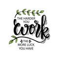 The harder you work the more luck you have.