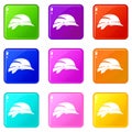 Hardhat icons 9 set Royalty Free Stock Photo