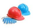 Hardhats and gloves Royalty Free Stock Photo