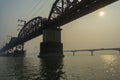 Hardinge Bridge steel railway truss bridge over the Padma River, Bangladesh