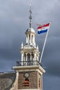 Church tower with Dutch flag