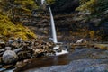 The Hardraw Force waterfall in the Yorkshire Dales in autumn splendour Royalty Free Stock Photo