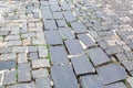 Hardscape sett cobblestone old roadway.