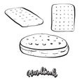 Hardtack food sketch separated on white Royalty Free Stock Photo