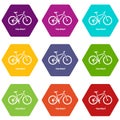 Hardtail bike icons set 9 vector Royalty Free Stock Photo