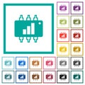 Hardware acceleration flat color icons with quadrant frames