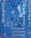 Hardware blue motherboard circuit technology background Royalty Free Stock Photo