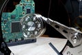 Hardware board with electronic components - hard disc driver Royalty Free Stock Photo