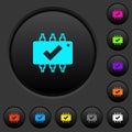 Hardware checked dark push buttons with color icons