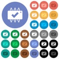 Hardware checked round flat multi colored icons