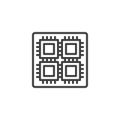 Hardware, chip, processor line icon