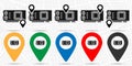 Hardware, chip, processor, video card icon in location set. Simple glyph, flat illustration element of hardware theme icons