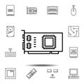 hardware, chip, processor, video card icon. Simple thin line, outline vector element of hardware icons set for UI and UX, website Royalty Free Stock Photo