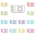 hardware, chip, processor, video card multi color icon. Simple thin line, outline vector of hardware icons for UI and UX, website Royalty Free Stock Photo